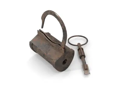 Antique Padlock Low-poly 3D model