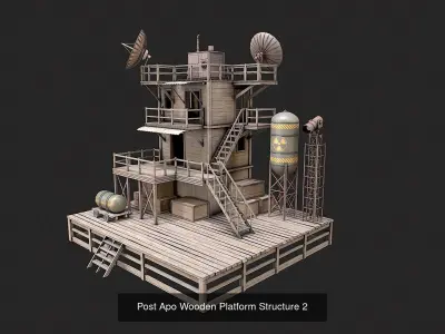 Post Apo Wooden Platform Structure Collection 3D Model Pack
