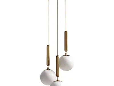 Suspended chandelier Host with white shades 3D model