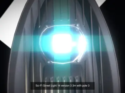 Sci-Fi Street Light 14 with pole 3 3D Model Pack