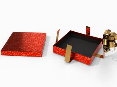  Gift Boxes - Flat Set with Glossy Ribbon Rosette 