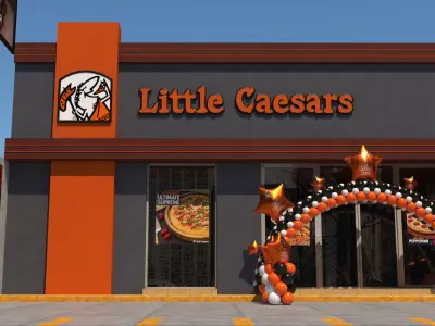 Little Caesars restaurant with Balloons Arch 3D model