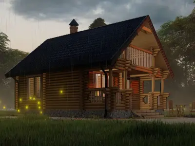 3D model of a wooden bathhouse 3D model