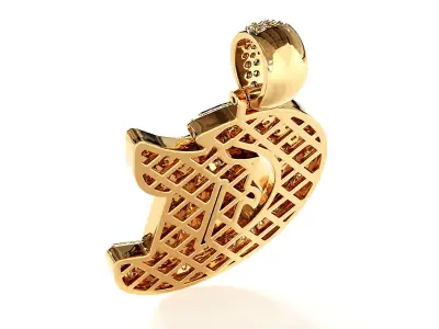 Tattoo fonts C alphabet pendent 3D print model