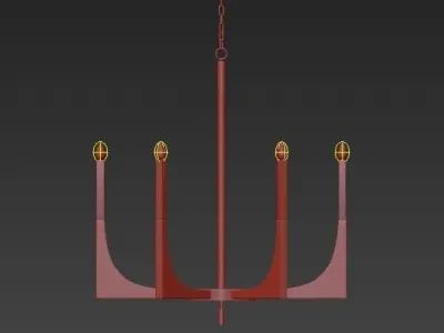Acrylic Brass Finish Chandelier 6 Lights 3D model