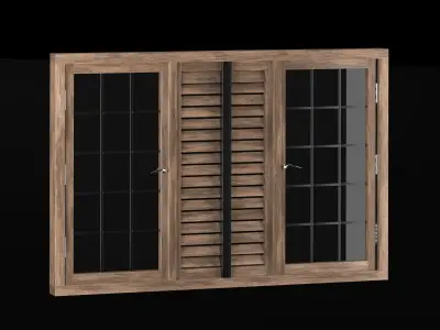 Wooden windows 3D model