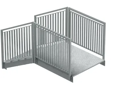 Section of metal stairs 04 3D model