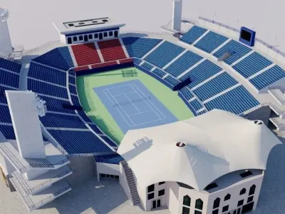 Dubai Tennis Stadium Low-poly 3D model