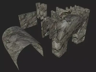 Cave Wall Low-poly 3D model