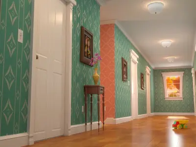 Cartoon Corridor Bedroom V2 3D model