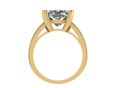 Ring352 gold engagement ring with cushion cut diamond 3D print model
