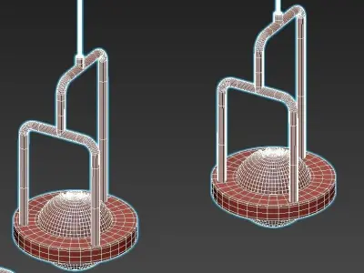 dighton-ch gold pendant light with glass shades 3D model