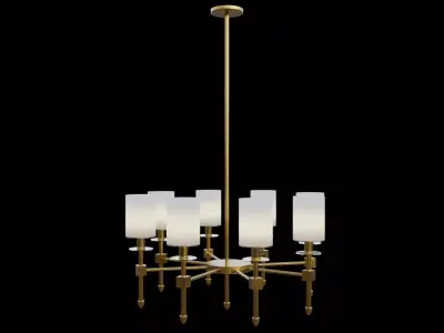 chandelier brass with glass shades Low-poly 3D model
