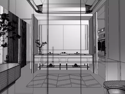 Bedroom interior scenes Low-poly 3D model