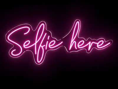 Selfie here Neon Sign 3D model
