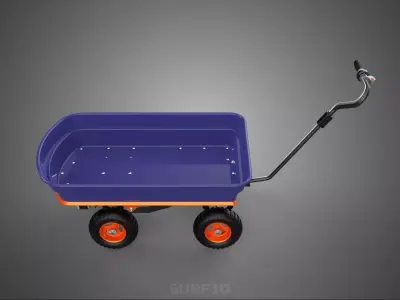 ELECTRIC PURPLE POLY HOPPER UTILITY CART WAGON TRAILER TROLLEY 4 3D model