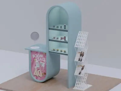 Cosmetic Booth Low-poly 3D model