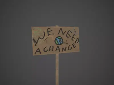 Protest Banner Protester Holding Low-poly 3D model