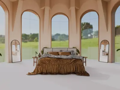 Bed Room 03 - Baked Low-poly 3D model
