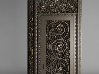 Elevator ornate wrought iron door 3D model