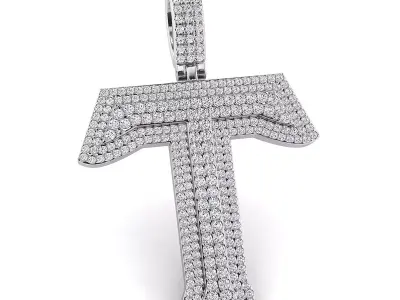 Alphabet Latter T Diamond Pendent 3D print model