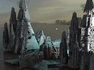 Sci Fi Research base Towers Grand 3D model