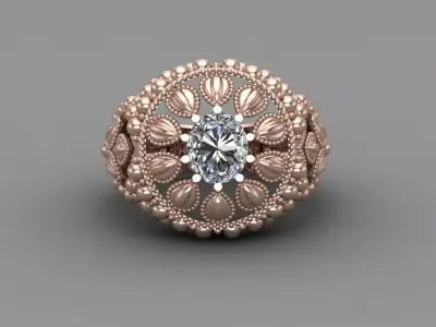 indian Rose Gold Women Diamond Ring 3D print model 3D print model purchase