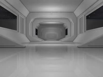 Sci Fi Corridor Low-poly 3D model 9