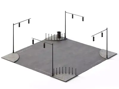 X Crossing Set 14m x 14m Low-poly 3D model
