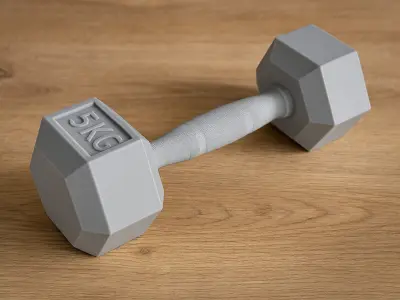 Precision Hex Dumbbell  5kg Steel Strength 3D print model