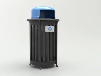 Metal Street Trash Bin 4K PBR Game Ready UV Unwrapped vol 05 Low-poly 3D model