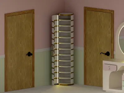 Bedroom Furniture Pink and Green Free low-poly 3D model
