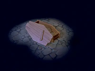 Stylized Coffin Low-poly 3D model