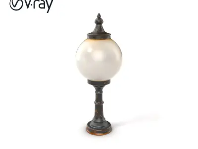 Vintage Street Lamp Globe Short Post model pack Low-poly 3D model