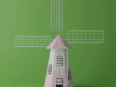 Cartoon Pink Windmill Low-poly 3D model