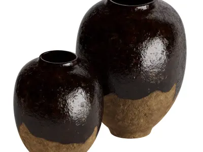 Set of 2 simple ceramic vases 3D model