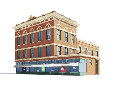 Brick Building 3D Model 3D model purchase