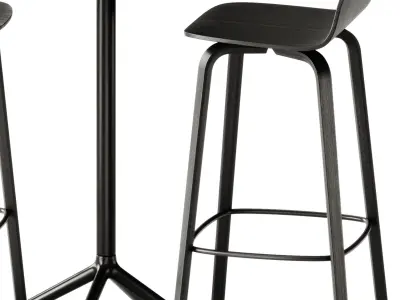 Visu Bar Stool and Still Cafe Table by Muuto 3D model