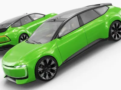 Audi E Premium Electric SUV Green 3D model