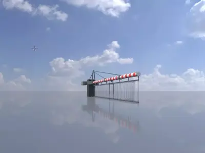 Railway Crossing Barrier 7 m with protective grid closed Low-poly 3D model