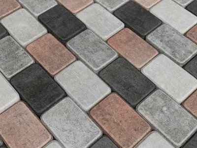 Paving stone street n1 3D model