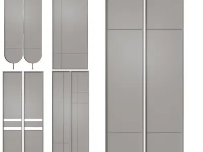 Partition pair of glass doors and mirror 3D model