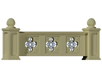 Stone Marble Fence Handrailing 3D model