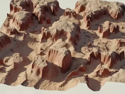 Realistic Sandy Canyon Desert Terrain Environment PBR Ready Low-poly 3D model