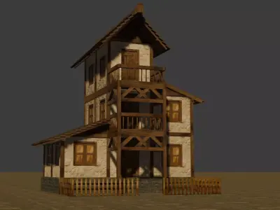 Medieval house eleven 3 Low-poly 3D model