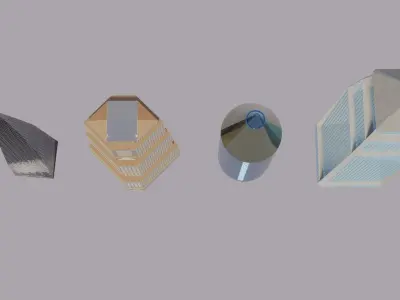 SKYSCRAPERS PACK - LOWPOLY PBR MODEL Low-poly 3D model