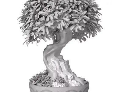 Decorative tree Bonsai plant Rustic flower vase urn flowerpot 3D model