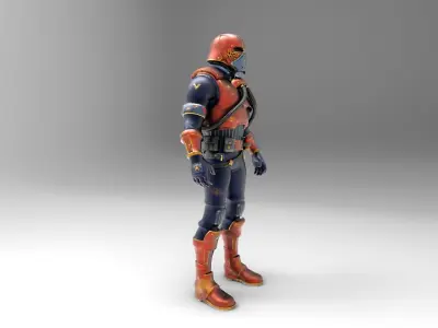Low Poly Red Space Man Low-poly 3D model