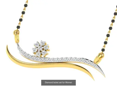 Diamond locket set for Women 3D Model Pack