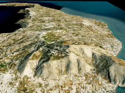 Santorini full island 3d model terrain Low-poly 3D model